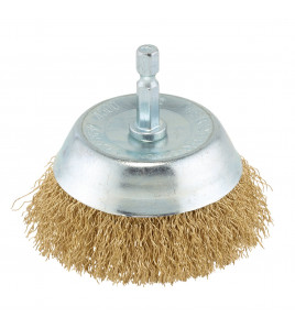 Brassed Steel Crimped Wire Cup Brush, 75mm