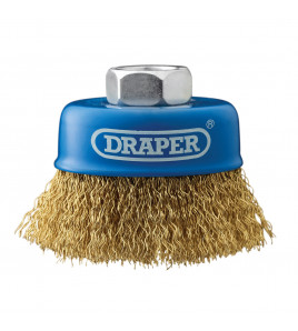 Brassed Steel Crimped Wire Cup Brush, 65mm, M14