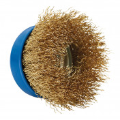 Brassed Steel Crimped Wire Cup Brush, 65mm, M14