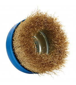 Brassed Steel Crimped Wire Cup Brush, 100mm, M14