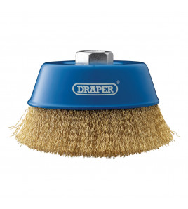 Brassed Steel Crimped Wire Cup Brush, 125mm, M14