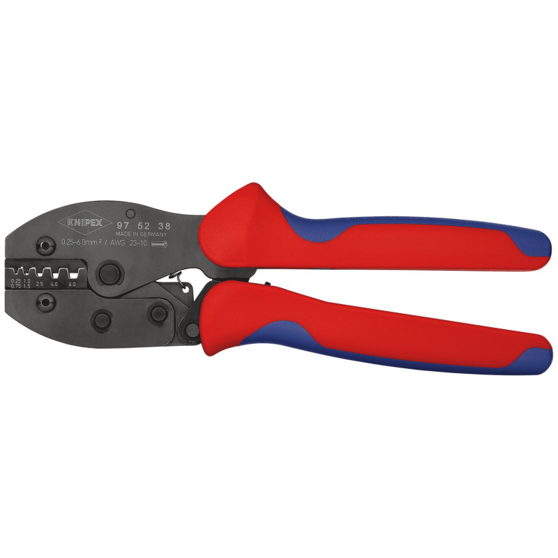 KNIPEX 97 52 38 SB PreciForce® Crimping Pliers, 0.25  6.0 mm&sup2; Capacity, 220mm