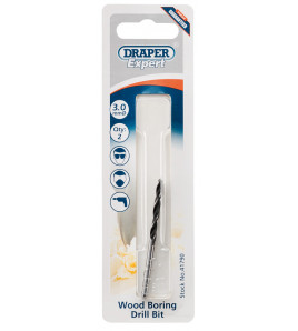 Draper Expert Wood Drill Bit, 3 x 165mm (Pack of 2)