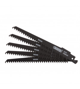 Reciprocating Saw Blades for Wood and Plastic Cutting, 150mm, 6tpi (Pack of 5)