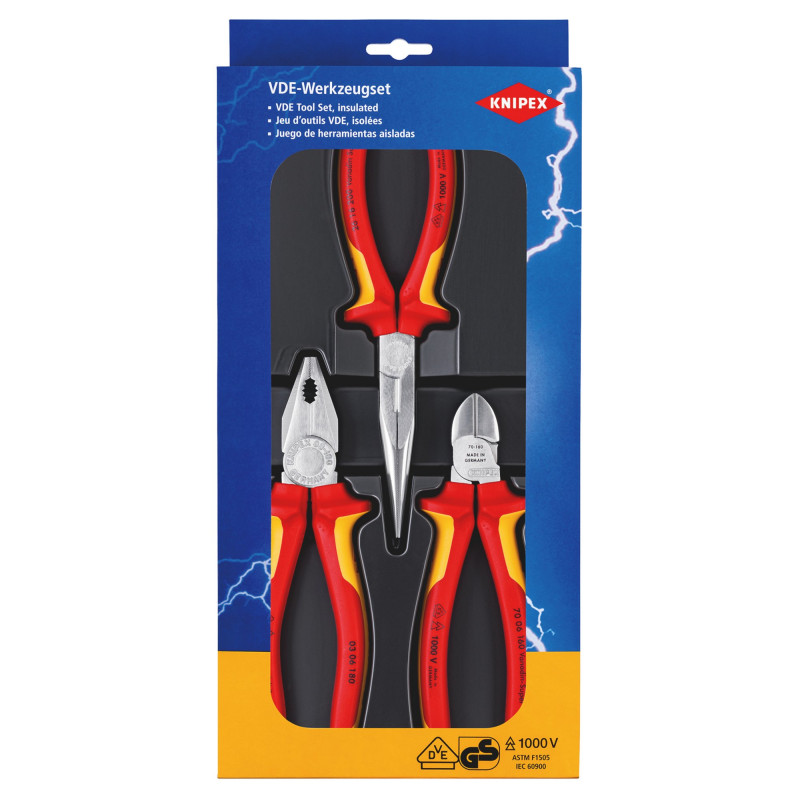 KNIPEX 00 20 12 VDE Electro Set, 3 Part