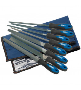 Soft Grip Engineers File and Rasp Set, 200mm, Blue (8 Piece)