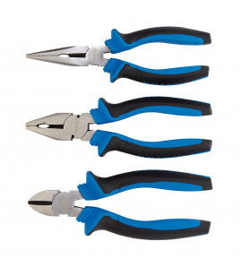 Soft Grip Pliers Set, 160mm, Blue (3 Piece)
