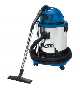 Wet & Dry Vacuum Cleaner with Stainless Steel Tank, 50L, 1400W & 230V Power Tool Socket