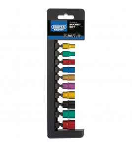Draper Expert Metric Coloured Socket Set, 1/4 Sq. Dr. (10 Piece)