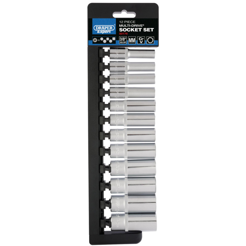 Draper Expert Multi-Drive® Deep Socket Set, 3/8 Sq. Dr. (12 Piece)