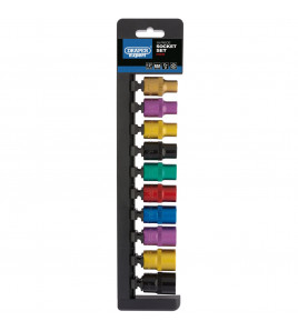 Draper Expert Metric Coloured Socket Set, 1/2 Sq. Dr. (10 Piece)