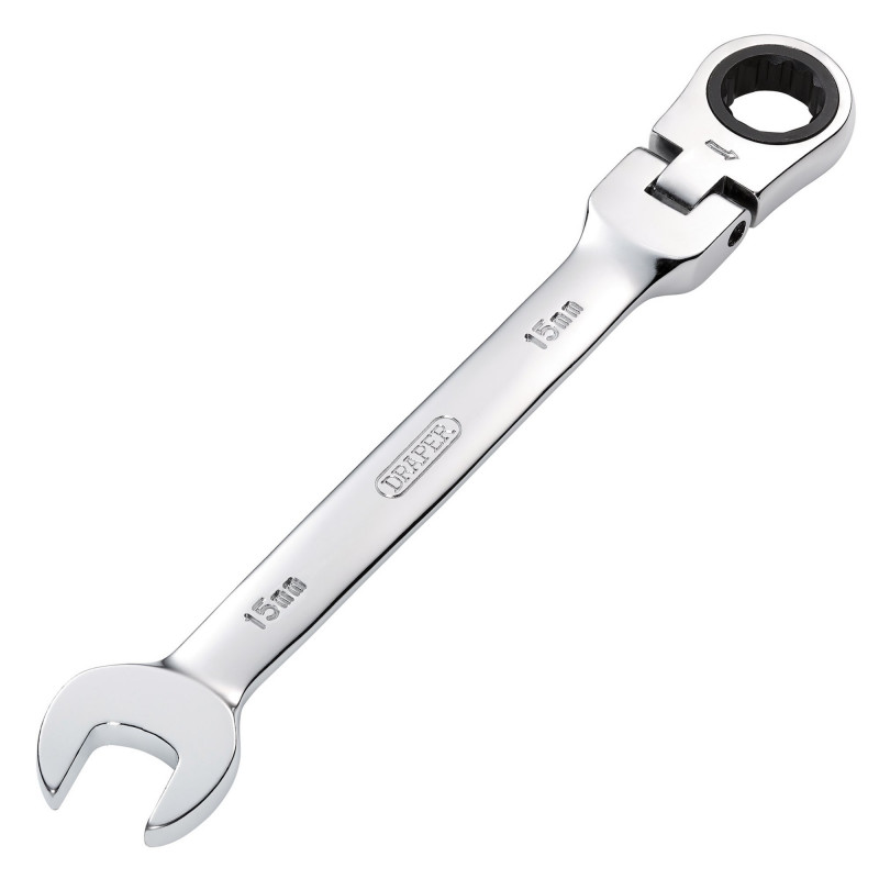 Draper HI-TORQ® Metric Flexible Head Ratcheting Combination Spanner, 15mm