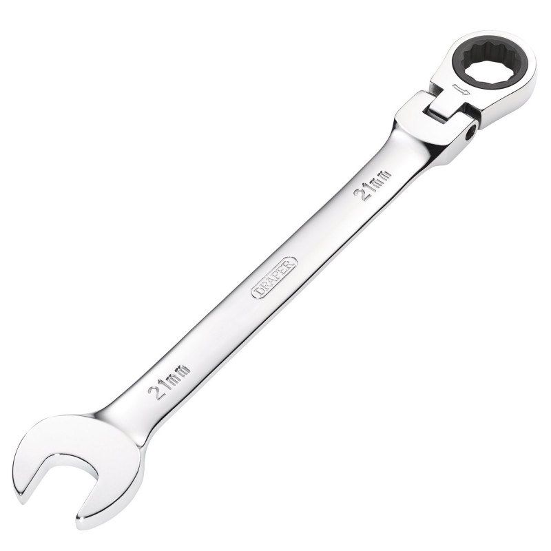 Draper HI-TORQ® Metric Flexible Head Ratcheting Combination Spanner, 21mm