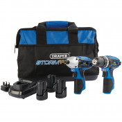 Draper Storm Force® 10.8V Power Interchange Drill and Driver Twin Kit, 3 x 1.5Ah Batteries, 1 x Charger, 1 x Bag