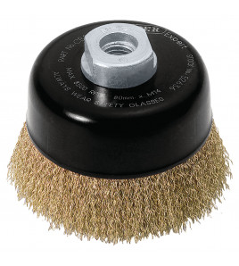 Draper Expert Brassed Steel Crimped Wire Cup Brush, 80mm, M14