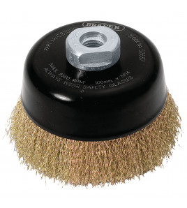 Draper Expert Brassed Steel Crimped Wire Cup Brush, 100mm, M14