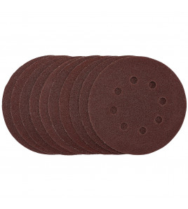 Punched Sanding Discs, 125mm, Hook & Loop, 80 Grit, (Pack of 10)