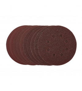 Punched Sanding Discs, 125mm, Hook & Loop, Assorted Grit, (Pack of 10)