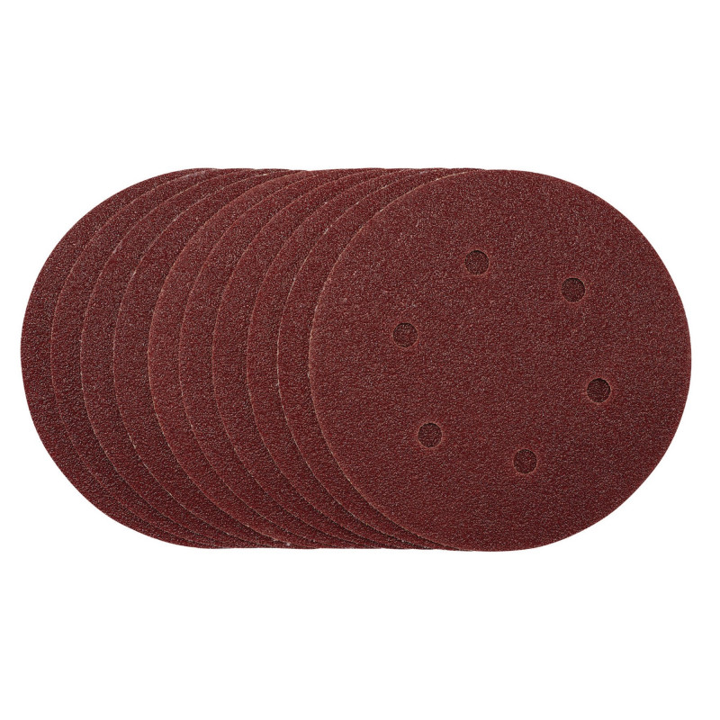 Sanding Discs, 150mm, Hook & Loop, 40 Grit, (Pack of 10)