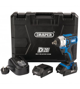 D20 20V Brushless Impact Wrench, 1/2 Sq. Dr., 250Nm, 2 x 2.0Ah Batteries, 1 x Charger