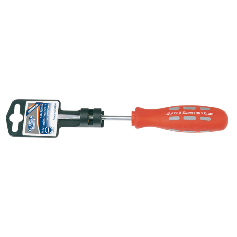 Draper Expert Plain Slot Parallel Tip Mechanics Screwdriver, 5 x 75mm