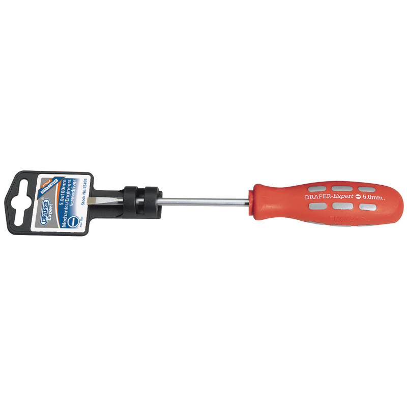 Draper Expert Plain Slot Parallel Tip Mechanics Screwdriver, 5 x 100mm