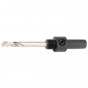 Hex. Shank Holesaw Arbor with HSS Pilot Drill for 14 - 30mm Holesaws, 7/16 Thread