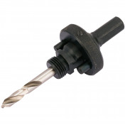 Quick Release Hex. Shank Holesaw Arbor with HSS Pilot Drill for Holesaws 32 - 210mm, 7/16 Thread