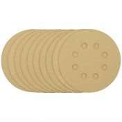 Gold Sanding Discs with Hook & Loop, 125mm, 120 Grit, 8 Dust Extraction Holes (Pack of 10)