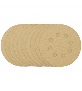 Gold Sanding Discs with Hook & Loop, 125mm, 180 Grit, 8 Dust Extraction Holes (Pack of 10)