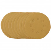 Gold Sanding Discs with Hook & Loop, 125mm, 240 Grit, 8 Dust Extraction Holes (Pack of 10)