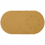 Gold Sanding Discs with Hook & Loop, 125mm, 400 Grit, 8 Dust Extraction Holes (Pack of 10)