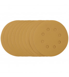 Gold Sanding Discs with Hook & Loop, 125mm, 400 Grit, 8 Dust Extraction Holes (Pack of 10)