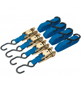 Ratcheting Tie Down Straps, 4.5m x 25mm, 350kg (4 Piece)