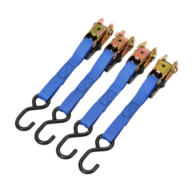 Ratcheting Tie Down Straps, 5m x 25mm, 250kg (4 Piece)