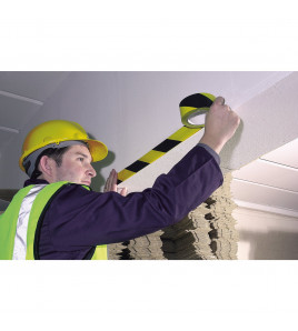 Adhesive Hazard Tape Roll, 33m x 50mm, Black and Yellow