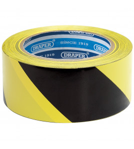 Adhesive Hazard Tape Roll, 33m x 50mm, Black and Yellow