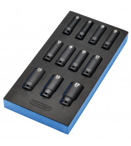Draper HI-TORQ® Metric Deep Impact Socket Set in EVA Drawer Insert Tray, 1/2 Sq. Dr. (11 Piece)