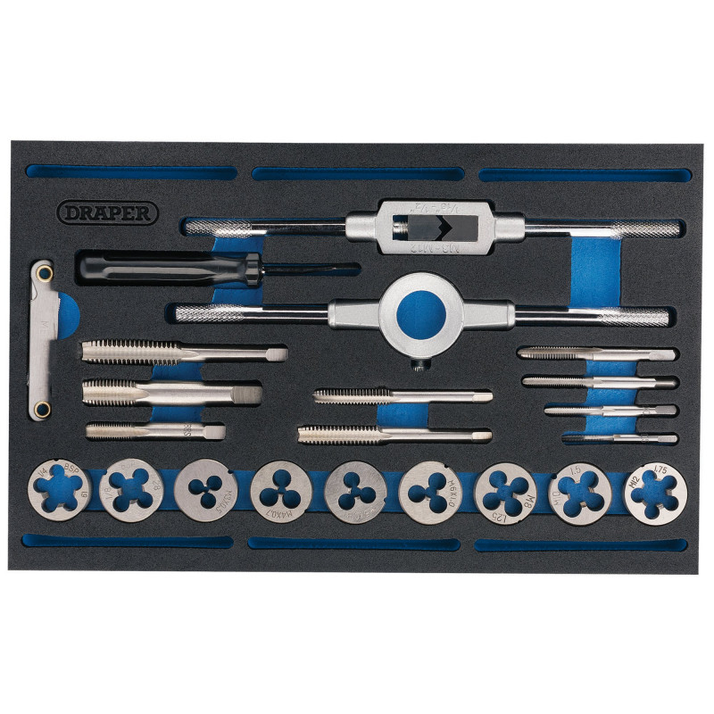 Draper Expert Combination Tap and Die Set - Metric and BSP in EVA Foam Insert Tray (22 Piece)