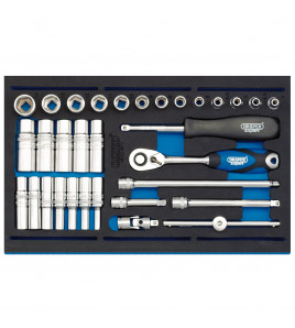 Draper Expert Socket Set in 1/4 Drawer EVA Insert Tray, 1/4(32 Piece)