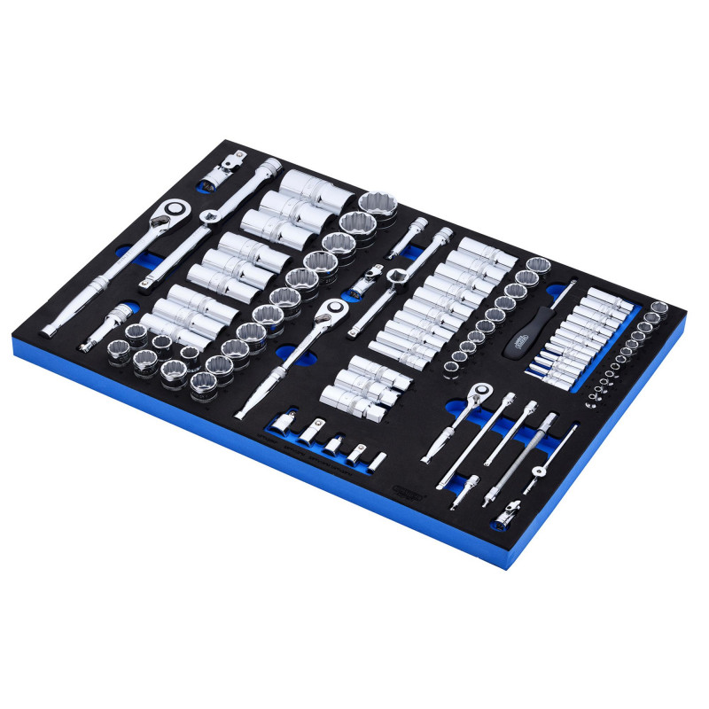 Draper Expert Socket Set in Full Plus Drawer EVA Insert Tray, 1/4, 3/8 & 1/2 (96 Piece)