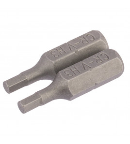 Hexagonal Insert Bit, 3mm, 1/4 Hex, 25mm Long (Pack of 2)
