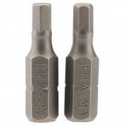 Hexagonal Insert Bit, 4mm, 1/4 Hex, 25mm Long (Pack of 2)