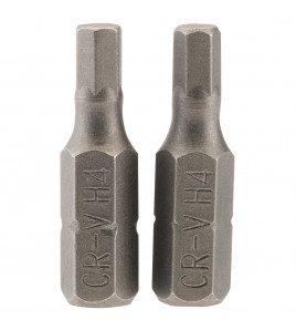 Hexagonal Insert Bit, 4mm, 1/4 Hex, 25mm Long (Pack of 2)