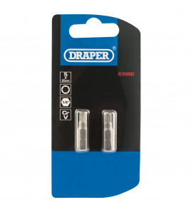 Hexagonal Insert Bit, 5mm, 1/4 Hex, 25mm Long (Pack of 2)