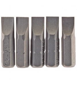 Plain Slot Insert Bit, 6.5mm, 1/4 Hex, 25mm Long (Pack of 5)