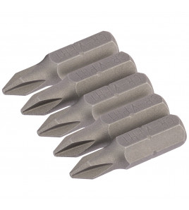 Cross Slot Insert Bit, 1/4 Hex, 25mm Long, No.1 (Pack of 5)