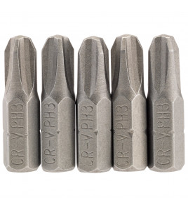 Cross Slot Insert Bit, 1/4 Hex, 25mm Long, No.3 (Pack of 5)