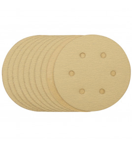 Gold Sanding Discs with Hook & Loop, 150mm, 120 Grit, 6 Dust Extraction Holes (Pack of 10) (Pack of 10)
