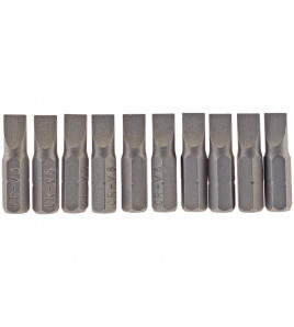 Plain Slot Insert Bit, 6mm, 1/4 Hex, 25mm Long (Pack of 10)